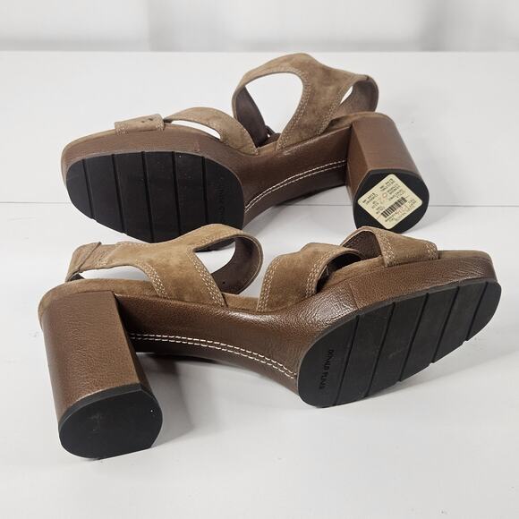 Donald J. Pliner Sandals Women's 10M Geni Camel Brown Suede Block Heels NWT - Picture 6 of 8